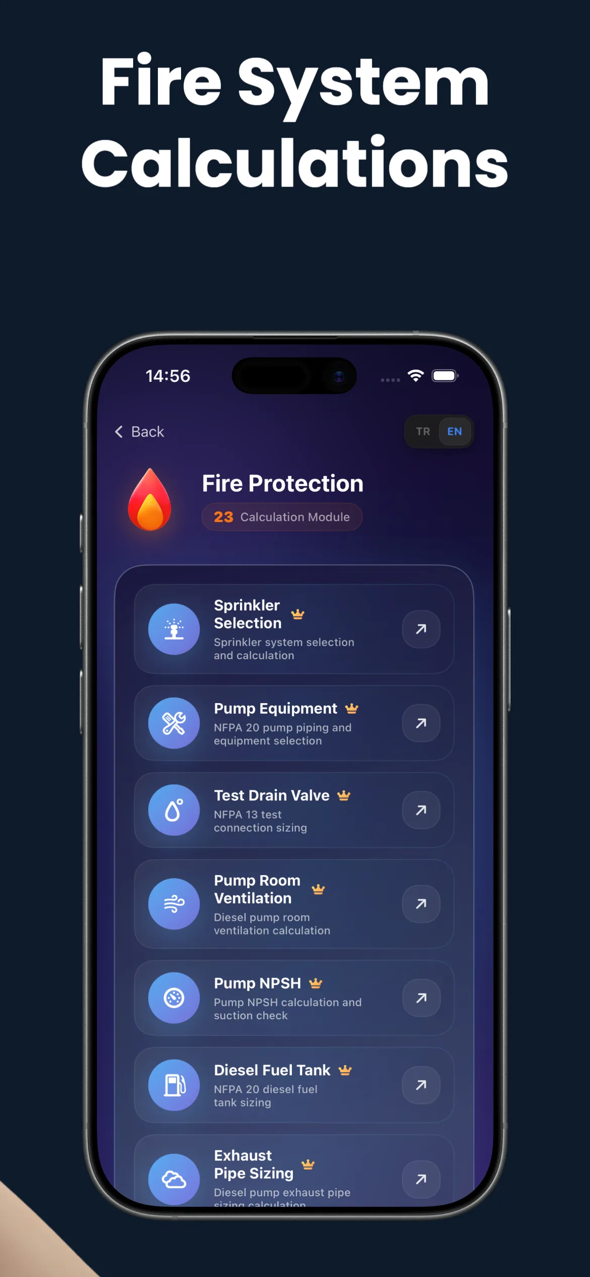 MEP Calc fire protection, 23 modules