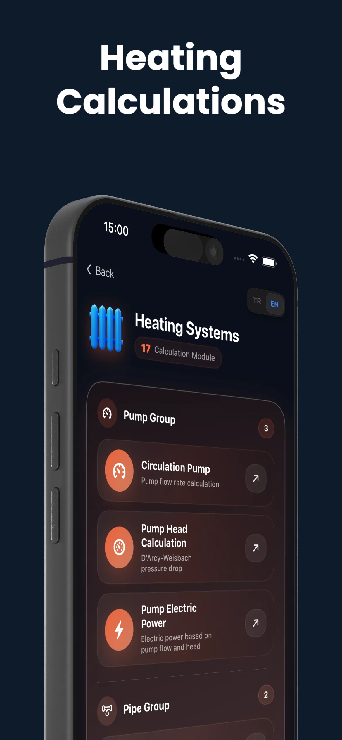 MEP Calc heating systems, 17 modules