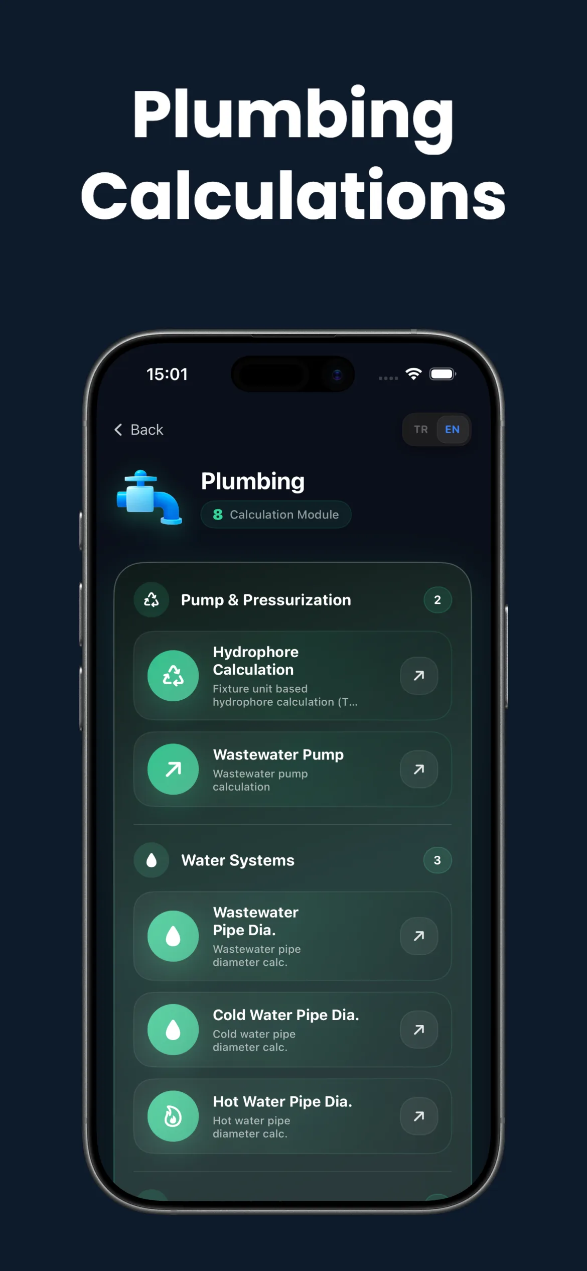 MEP Calc plumbing, 8 modules