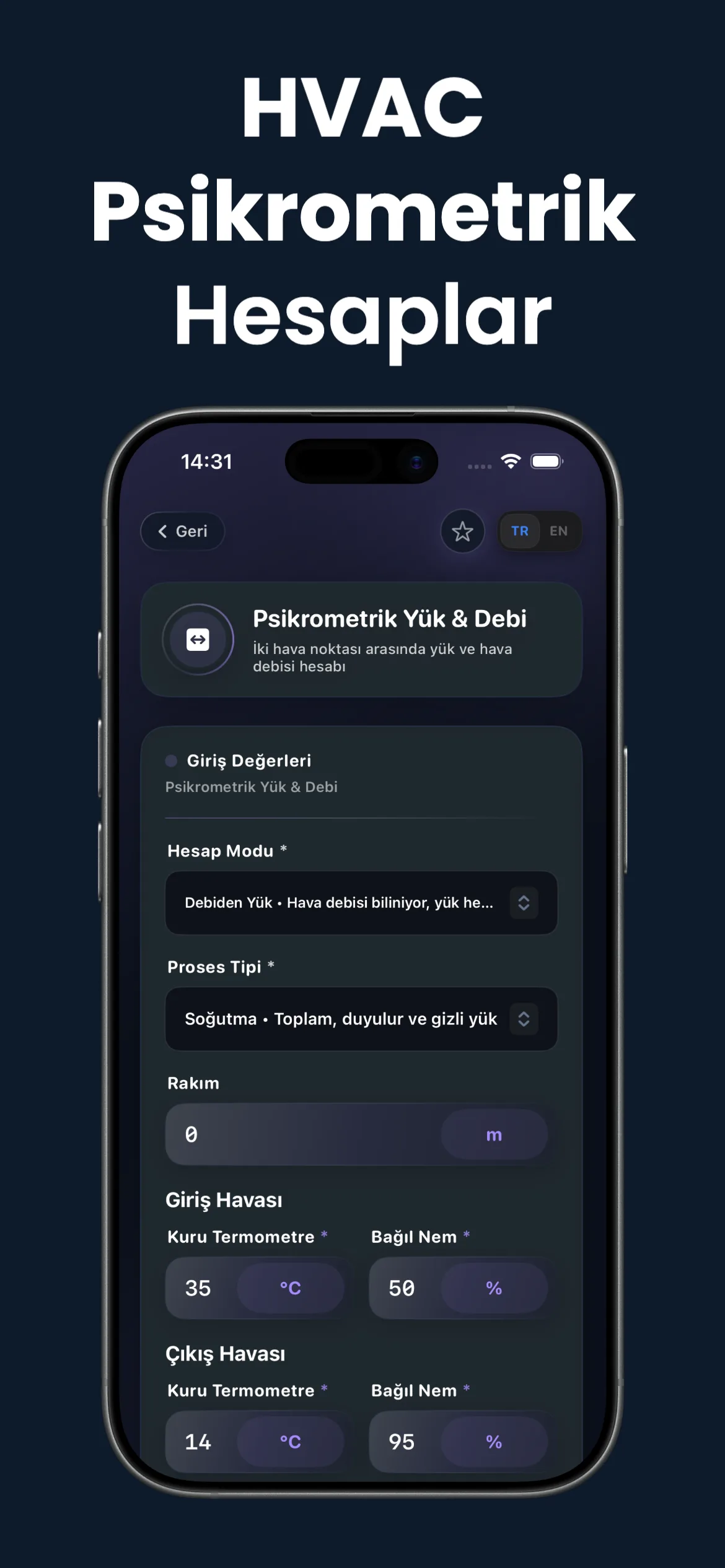 MEP Calc Psikrometrik — Yük & Debi
